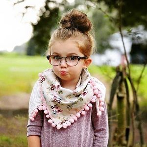 Custom floral scarf with Pom Pom detail